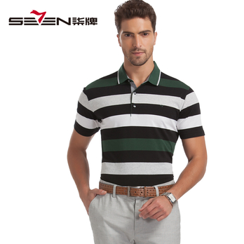柒牌男装2014夏装时尚休闲修身方领棉短T恤1