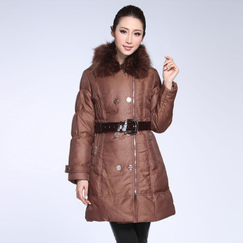 雅鹿 秋冬女装中长款羽绒服YL90700 浅红咖 1