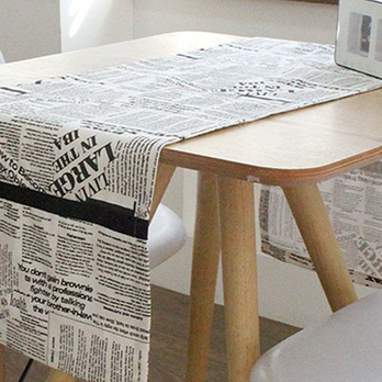 【INIBELLA】白色报纸图案桌布布艺盖布餐桌