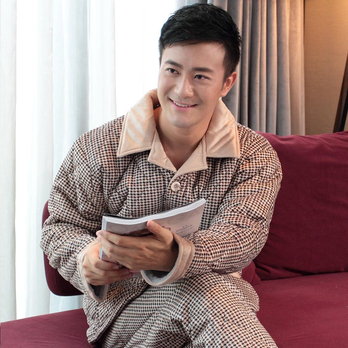 超伦 <em>冬季</em>新款<em>男式</em>加厚夹棉法兰绒家居<em>服睡衣</em>