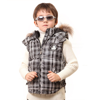 水鸟童装 男童经典<em>格子羽绒马甲</em>9849 黑白格 1