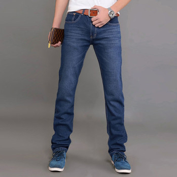 2014春装新款以纯蓝色为主男士潮牛仔裤中腰