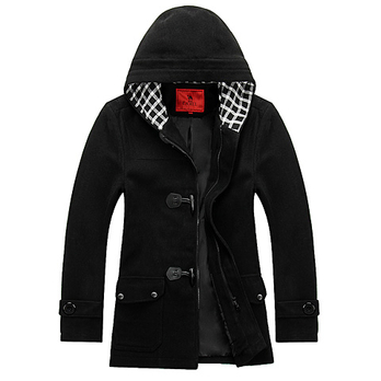 款男士休闲羊毛呢大衣 黑色 FW12DY070003 