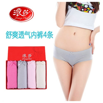 <em>浪莎内裤</em> <em>女士内裤</em> 舒爽<em>透气</em>棉三角裤 纯色女内