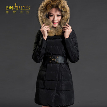 柏拉迪丝2014冬新款<em>韩版</em>羽绒服女中<em>长款</em>貉子