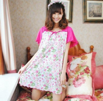 MiiOW 猫人 家居服碎花睡裙短袖<em>女款</em>纯棉<em>大码</em>