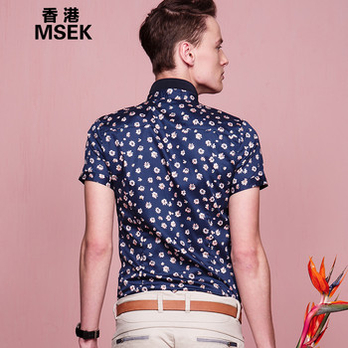 香港MSEK 2014夏季新品男士时尚休闲短袖衬