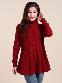 OopsCiah锈红女二翻领<em>裙摆毛衣</em>43520,F - 针织