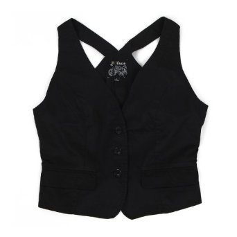 高邦 新款上市<em>女款</em>春秋小<em>马甲</em> 短款修身纯黑色