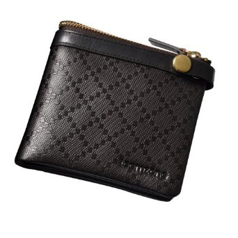 teemzone 男士真皮钱包搭扣 大容量拉链钱包 横