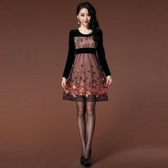 mye 玛雅<em>元素</em> 秋装新款女装<em>淑女</em>蕾丝网纱亮片