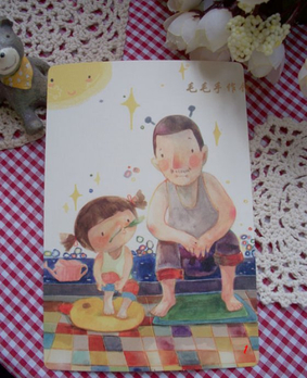 <em>温馨</em>手绘插画明信片 <em>父女</em>系列 - 贺卡/卡片/贺卡