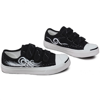 时尚学生鞋中学生男女通用帆布鞋手绘帆布鞋D