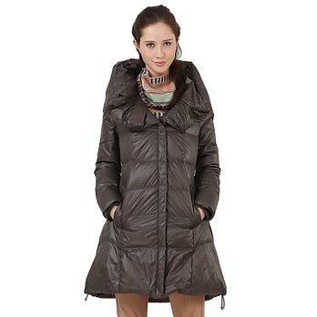 naivee纳薇 纳薇冬装花苞领中长款白鸭绒羽绒