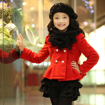 DEESHA 笛莎 女童装韩版短女童外套呢子大衣