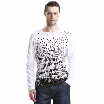 柒牌男装2013秋装商务休闲印花棉长T恤803T