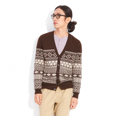 AMPM男提花<em>毛织开衫</em>