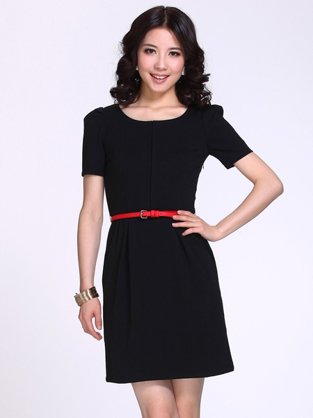 oasis<em>黑色</em>罗马布<em>腰带</em>装饰连衣裙