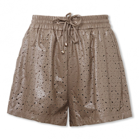 me&city女式冲孔假皮拳击短裤