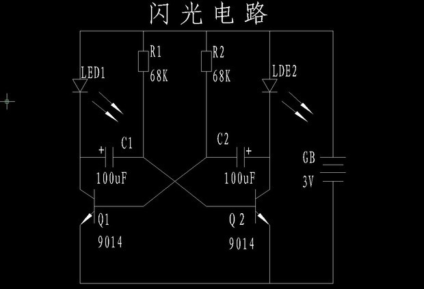 这是分立元件搭建的多谐振荡电路。由于元件的不一致性,电路接通时定会出现一个三极管饱和导通另一三极管关断的情况。假定接通电源瞬间Q1饱和导通Q2关断,这时Q1基极由R2得到电流时Q1饱和导通而集电极为低电平(若忽略管压降可认为是0伏)C1正极也是低电平,由于电容器两端的电压不能突变(这是电容特性所决定的),故C1负极,也就是Q2基极为低电平,这就是Q2关断的原因。这时C1充电,电流经电源正极R1C1Q1到电源负极,充电过程使C1反向充电,当电压充到一定程度时(约0.