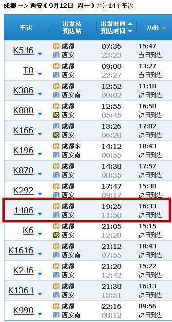 k1486次列车到西安火车南站还是北站
