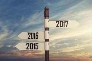 Signpost pointing back to 2015/2016 and ahead into 2017