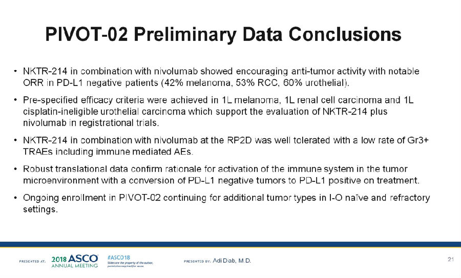 2018ASCO∣NKTR-214联合nivolumab治疗晚期实体瘤初显成效!