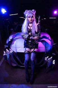 lol女装大佬sneaky新cos美图包臀裙黑丝袜的kda伊芙琳