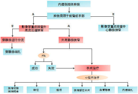 血透患者\＂肿胀手\＂的鉴别诊断、治疗流程图