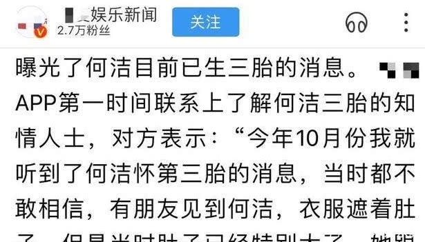 何洁在新恋情中!知情人证实三胎未婚先孕!不是