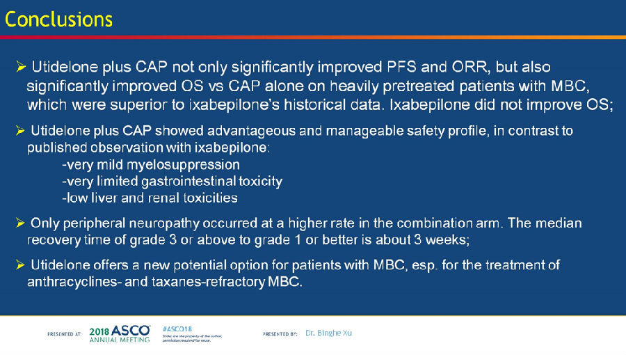 2018ASCO∣首发!埃博霉素类似物Utidelone明显改善晚期乳腺癌患者