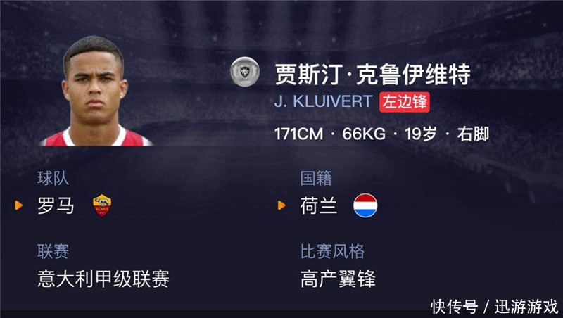 《实况足球》潜力巨星贾斯汀克鲁伊维特,罗马