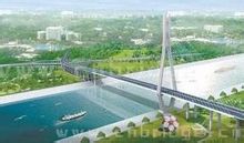 广州东沙大桥位于广州市中心区南部,主桥为独塔空间双索面混合梁斜