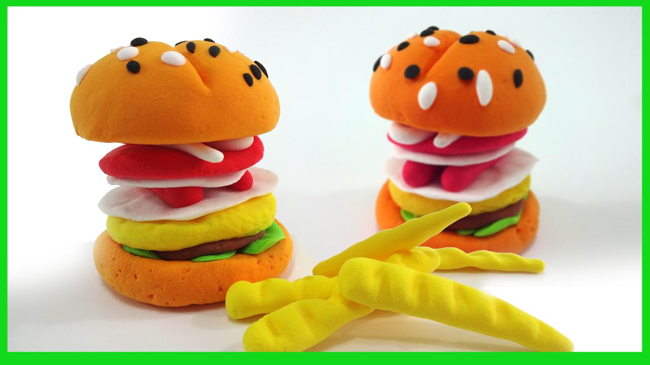 美味的汉堡彩泥手工制作 儿童玩具创意橡皮泥diy