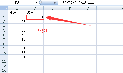 EXCEL怎么用RANK函数进行排名?