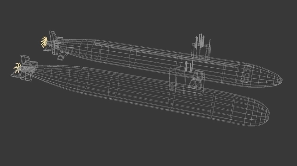 中国093型与美国"洛杉矶"级核潜艇透视图