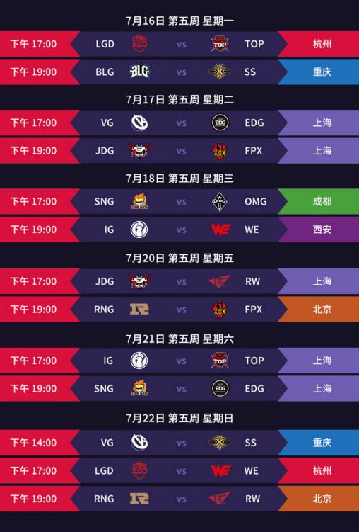 LOLLPL夏季赛赛程一览 夏季赛什么时候开始?