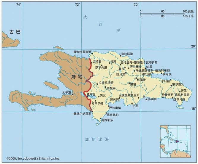 海地岛位于古巴岛和波多黎各岛之间