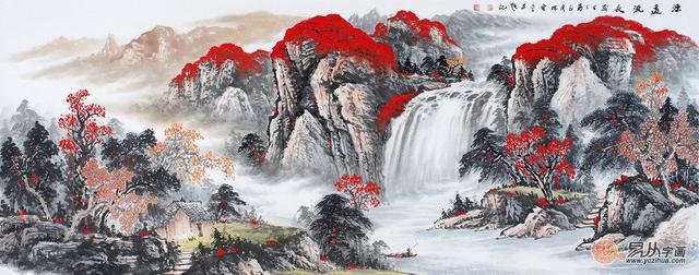 十四幅名家李林宏国画鸿运当头山水画,带你一