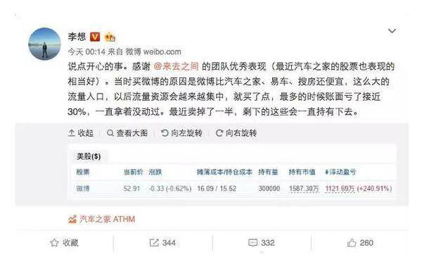 李想炒股赚上亿的秘诀