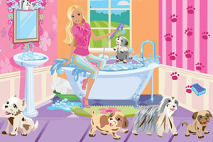 芭比帮宠物洗澡,芭比帮宠物洗澡小游戏,360小