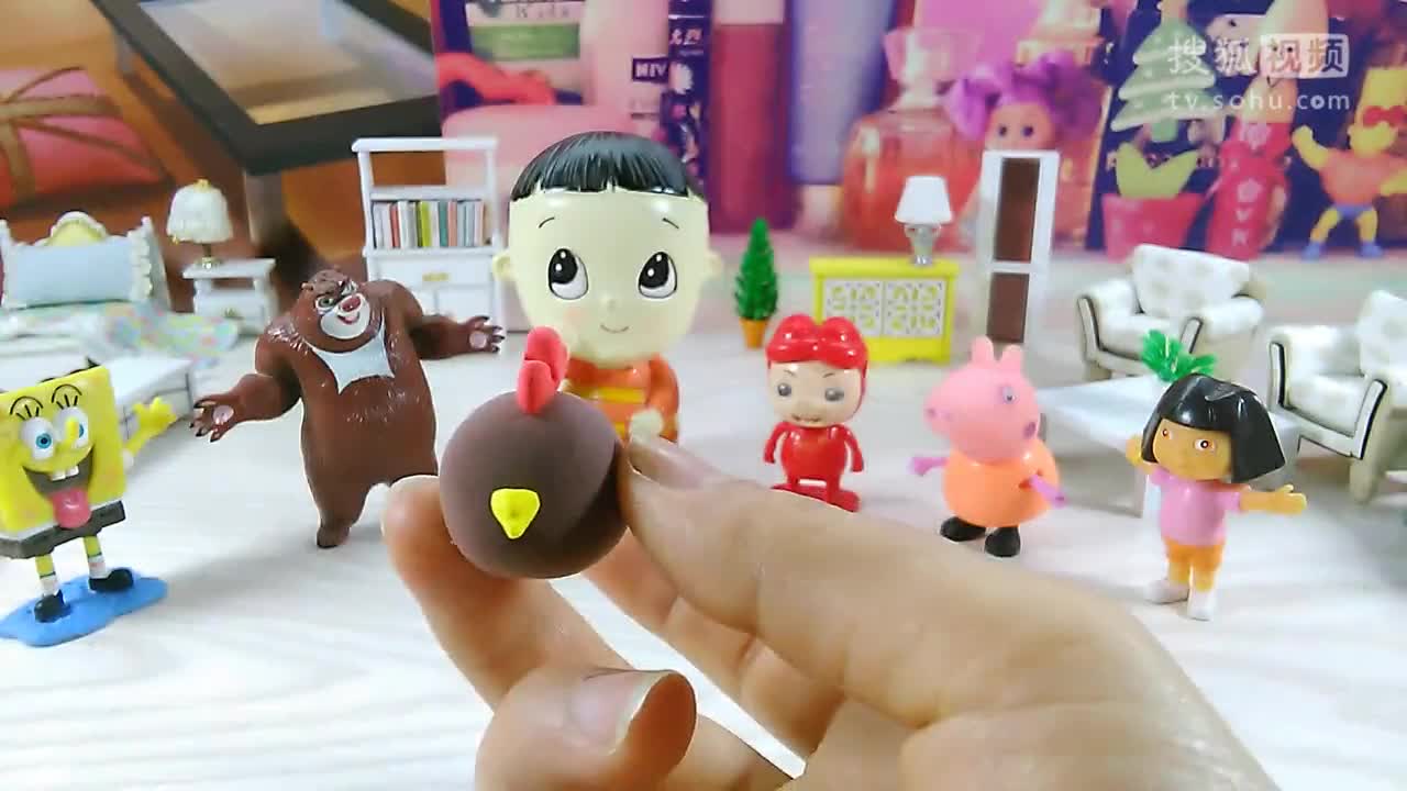 轻泥彩泥手工可爱的小鸡妈妈diy 熊出没大头儿子小头爸爸猪猪侠.