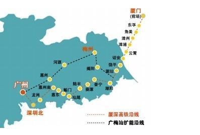 厦深铁路线路图