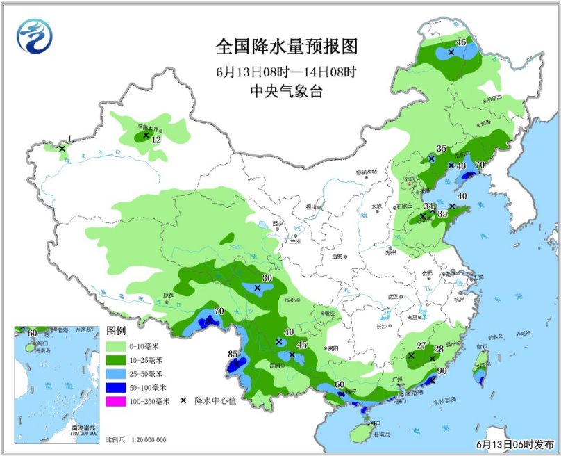 未来三天全国天气预报:华南降水减弱西南维持