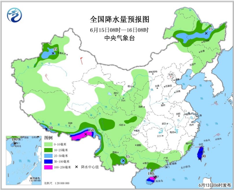 未来三天全国天气预报:华南降水减弱西南维持