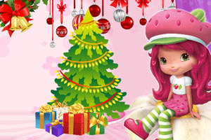 草莓女孩布置圣诞房间(单人)小游戏,草莓女孩布