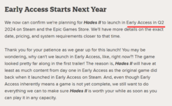 《哈迪斯2》或开启抢先体验 此前曾宣布2024年Q2上线