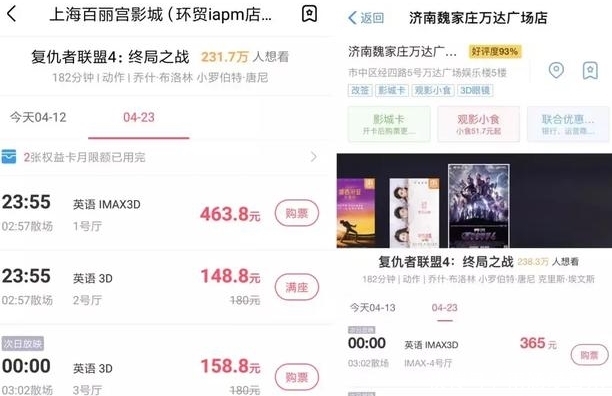 首日预售票房1.4亿,500元一张票的《复联4》被
