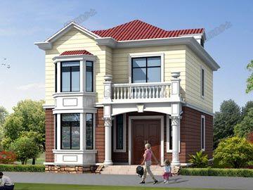 8米小开间二层简欧别墅,大飘窗,罗马柱式,经典