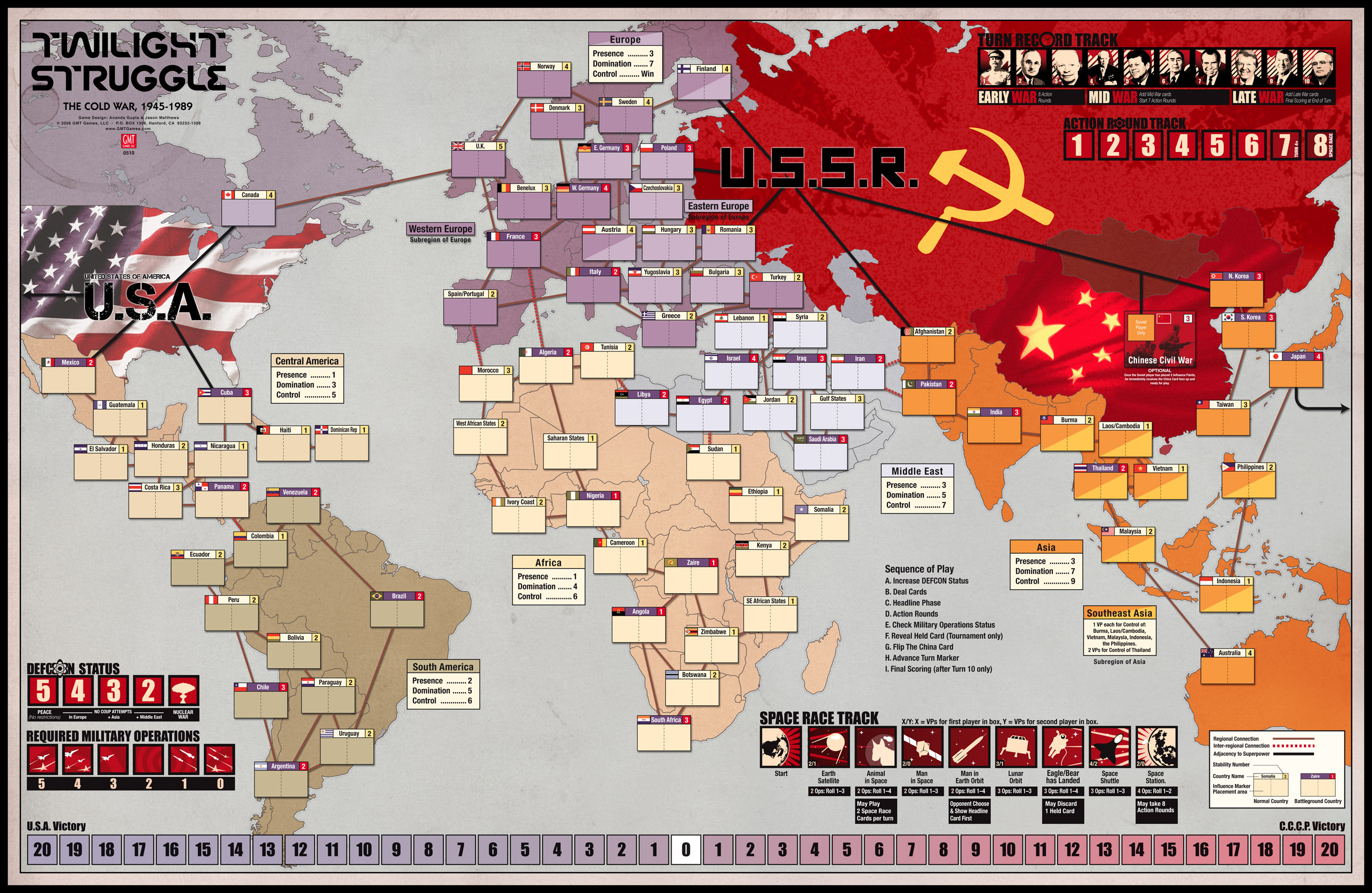 我最喜欢的桌面游戏(5); 冷战热斗;; 整个游戏的版图就是世界地图